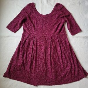 Lane Bryant Women's Size 28 Red Lace Midi Dress